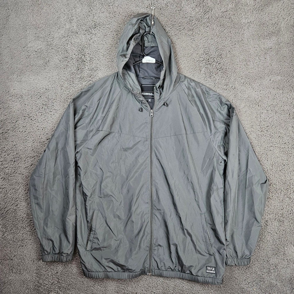 ONeill TRVLR Series Mens XXL Gray Hooded Windbreaker Jacket Zip Up